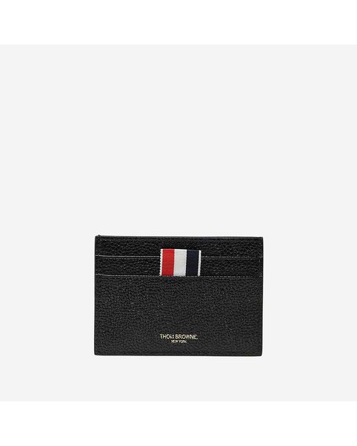 Thom Browne Black Leather Card Holder With Logo for men