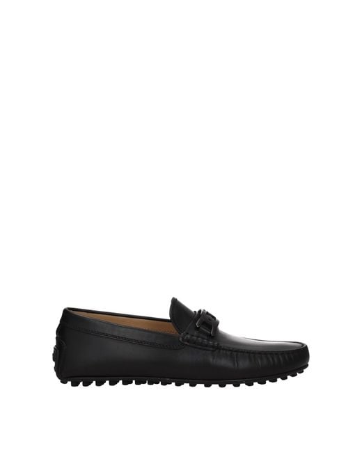 Tod's Black City Gommino Moccasins Leather