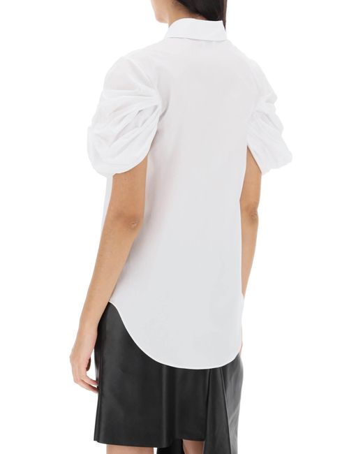 Alexander McQueen White Hemd mit knotenen kurzen Ärmeln