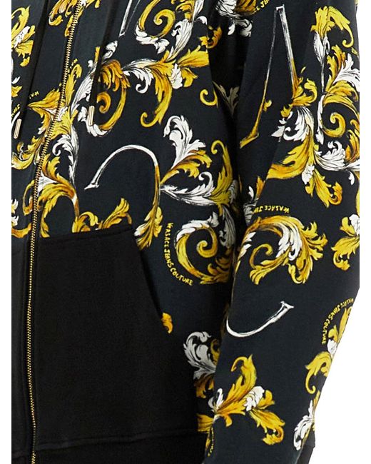 Versace Jeans Couture Black Baroque-Inspired Hoodie for men
