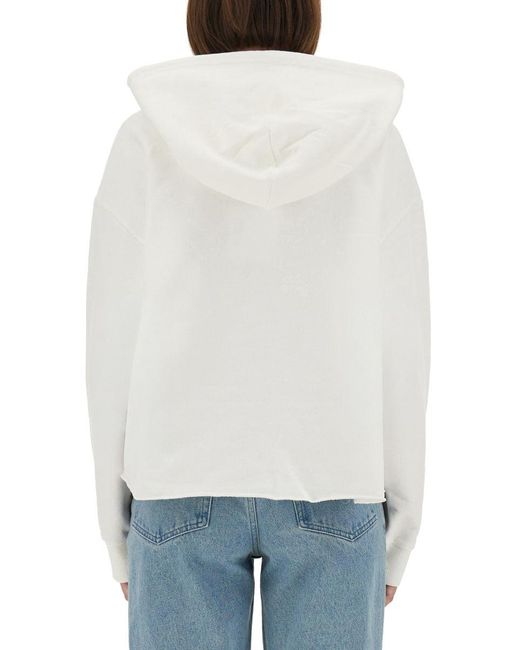 MM6 by Maison Margiela White Relaxed-Fit Cotton Sweatshirt With Minimal Logo Detail