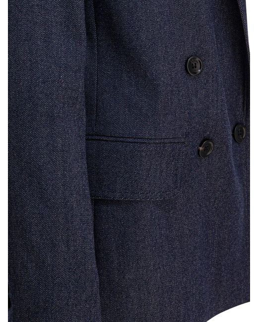 Max Mara Blue Denim-effect Double-breasted Blazer
