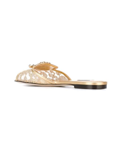 Dolce & Gabbana Metallic Lace Slippers