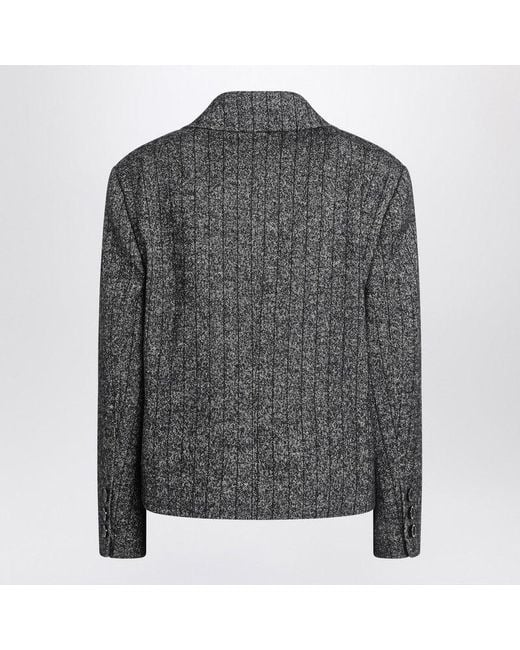 Dolce & Gabbana Gray Dolce&Gabbana Dark Short Oversized Striped Jacket