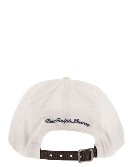 Polo Ralph Lauren White Cotton Baseball Cap With Ralph's Beach Club Embroidery