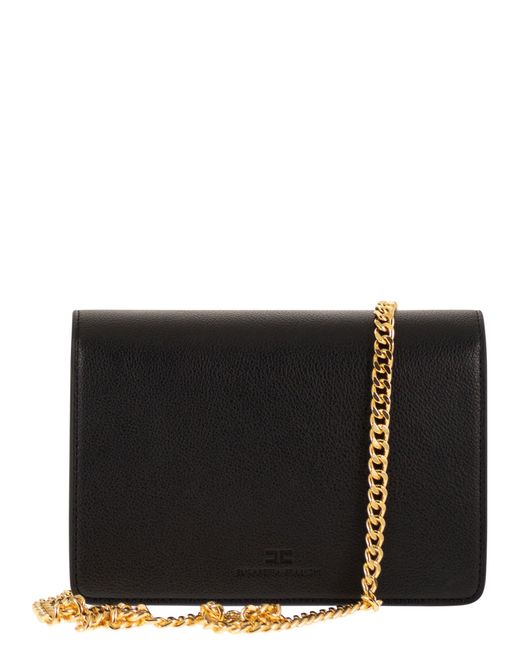 Elisabetta Franchi Black Shoulder Bag With Logo