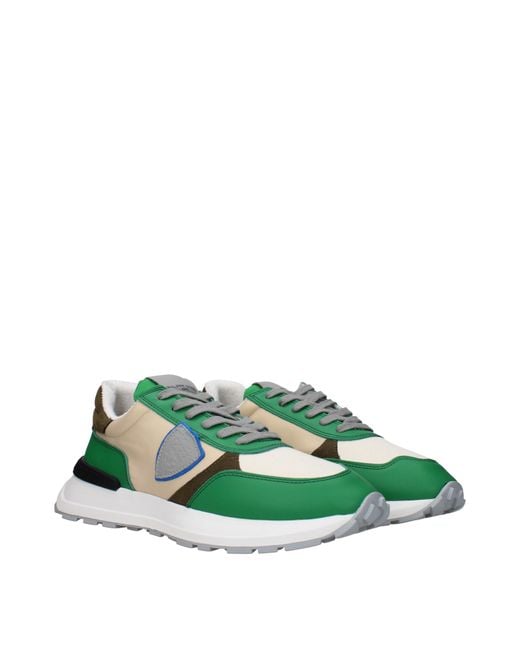 Philippe Model Green Fabric Sneakers for men