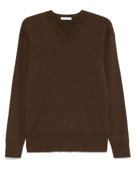 The Row Main Brown Cashmere Blend V Necked Sweater for men