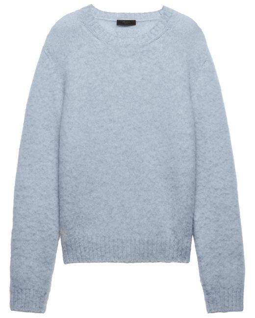 Prada Blue Wool Crew-Neck Sweater for men