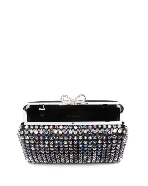 Self-Portrait Gray Embellished Clutch