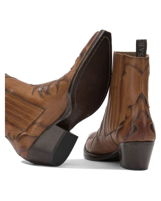 Sartore Leather Cowboy Boots Boots And Ankle Boots Brown