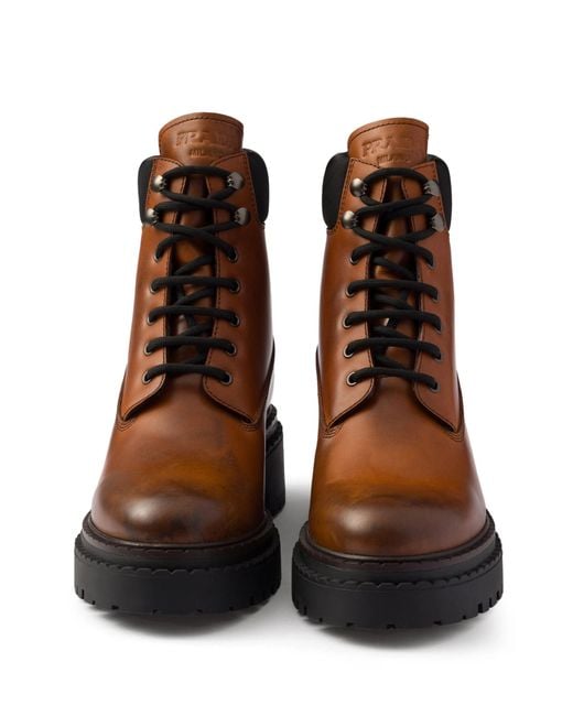 Prada Brown Leather And Re Nylon Booties for men