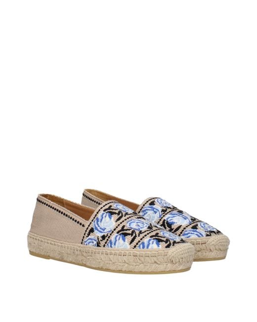 Prada Blue Espadrilles With Print And Rubber Sole