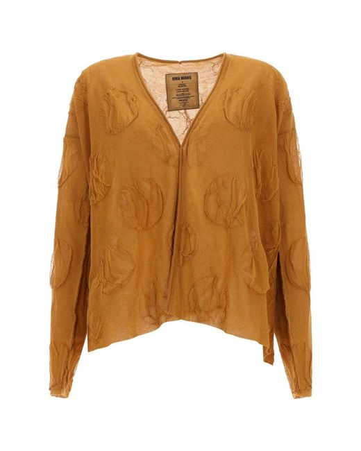 Uma Wang Brown Textured V Neck Cardigan