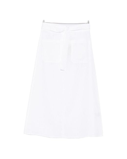 Totême White Linen And Cotton Blend Skirt
