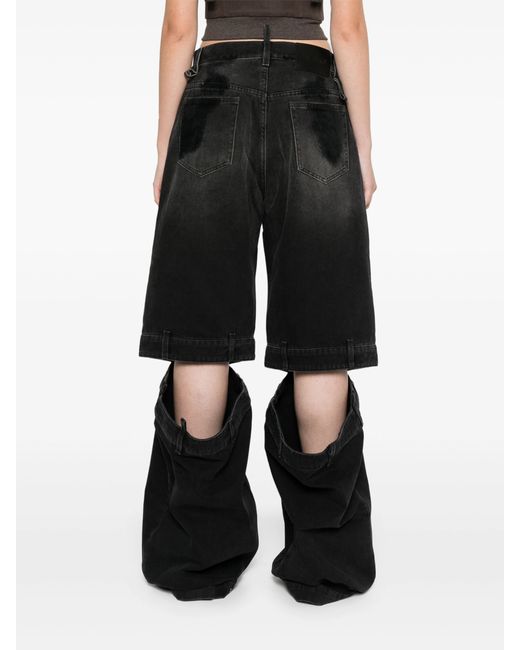 The Attico Black Lunghi High Rise Wide Leg Jeans