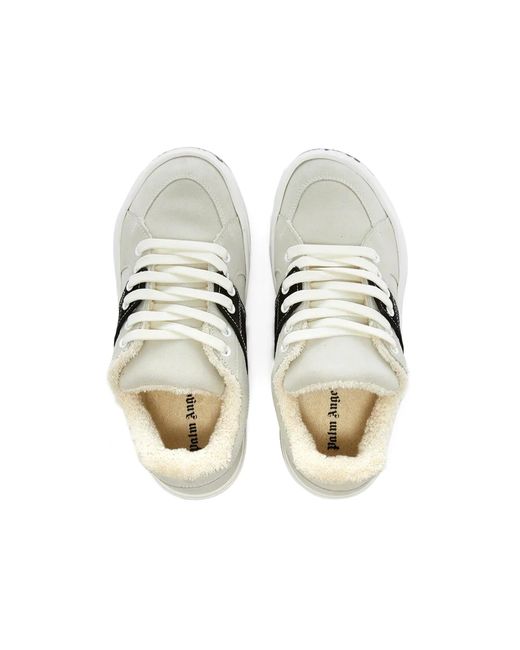 Palm Angels White Suede Logo Sneakers for men