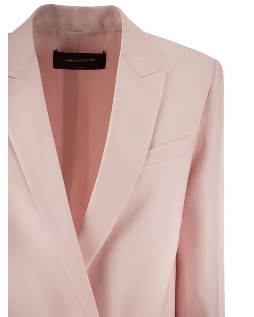 Fabiana Filippi Double Breasted Jacket In Wol En Zijde in het Pink