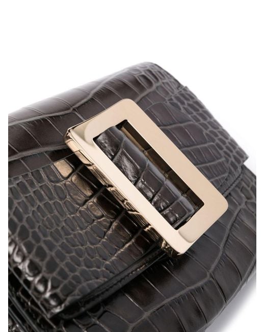 Boyy Black Buckle Travel Case Croco Embossed Leather Clutch Bag