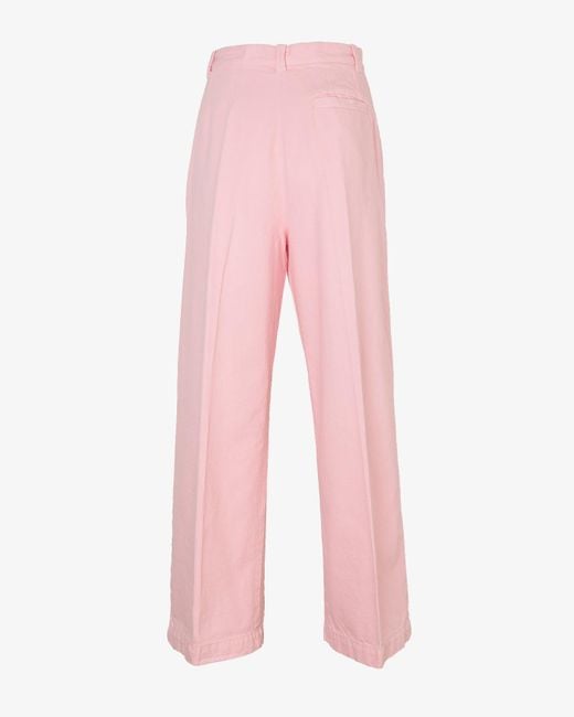 A.P.C. Pink High-Rise Wide-Leg Pants With Permanent Creases