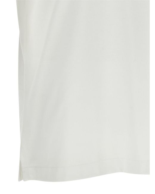 Brioni Cotton Crewneck T-Shirt With Tone-On-Tone Leather in White für Herren