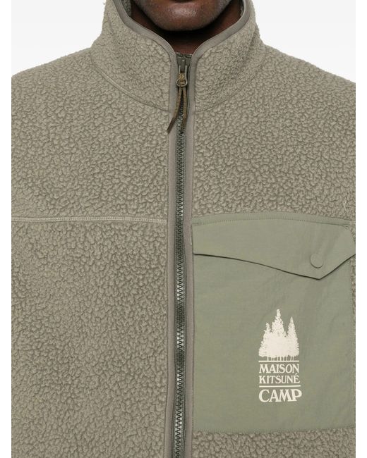 Maison Kitsuné Gray Casual Fleece Sleeveless Vest Clothing for men