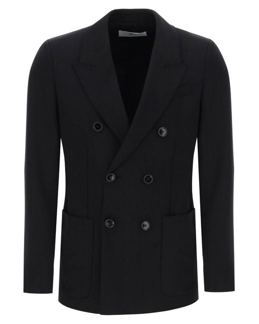AMI Double Breasted Wol Jacket Voor Mannen in het Black voor heren