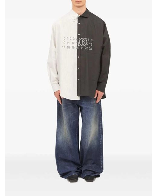 MM6 by Maison Margiela Blue Two-tone Long-sleeved Shirt for men