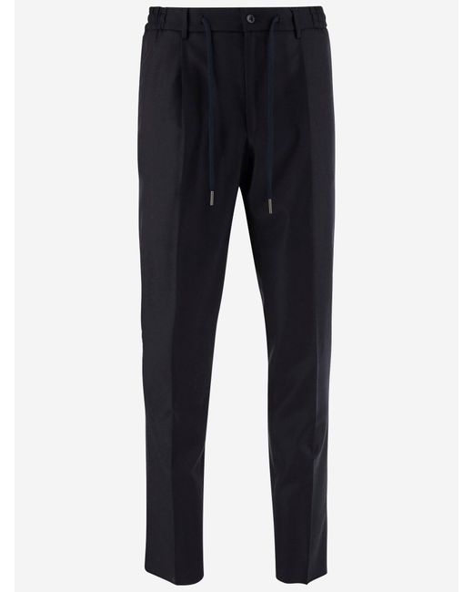 Tagliatore Blue Stretch Wool Pants for men