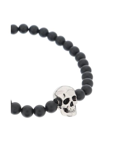 Alexander McQueen Blue Skull Bracelet With Pearls for men