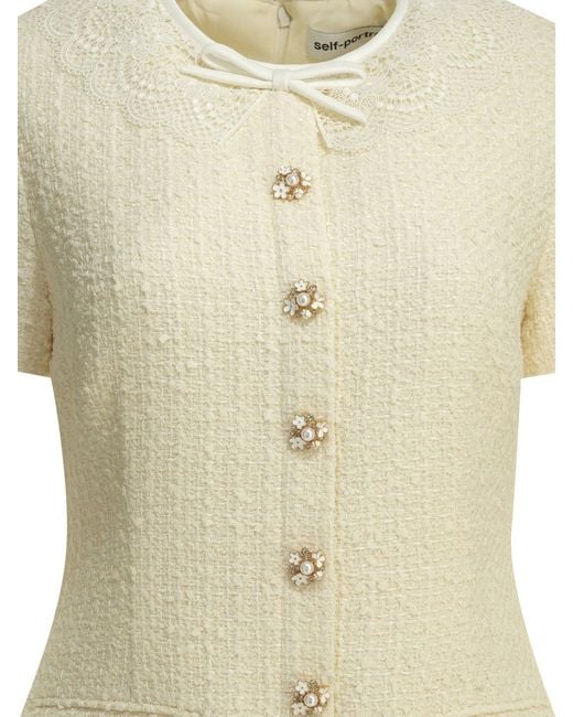 Self-Portrait Natural Short Dress With Lace Details