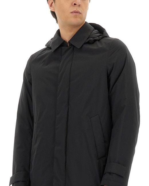 Herno Black Two-Layer Windstopper Long Parka Polyester Jacket for men