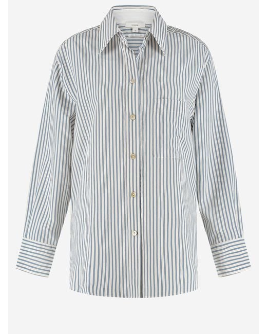 Camicia A Strisce Viscosa di Vince in Blue