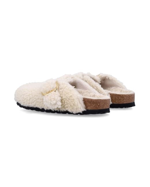 Birkenstock Natural Boston Big Buckle Teddy Shearling Slip-On Shoes
