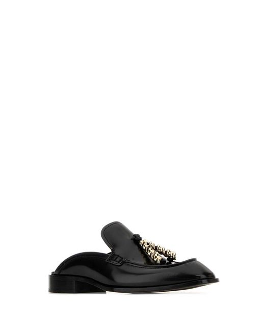 Loewe Black Leather Edge Slippers