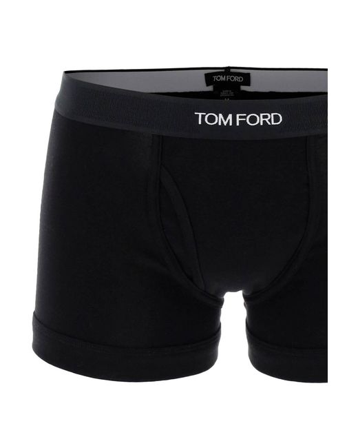 Tom Ford Black Cotton Boxer Shorts mit Logo -Band