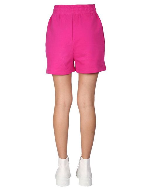 Moschino Pink Shorts With Vinyl Logo Detailing