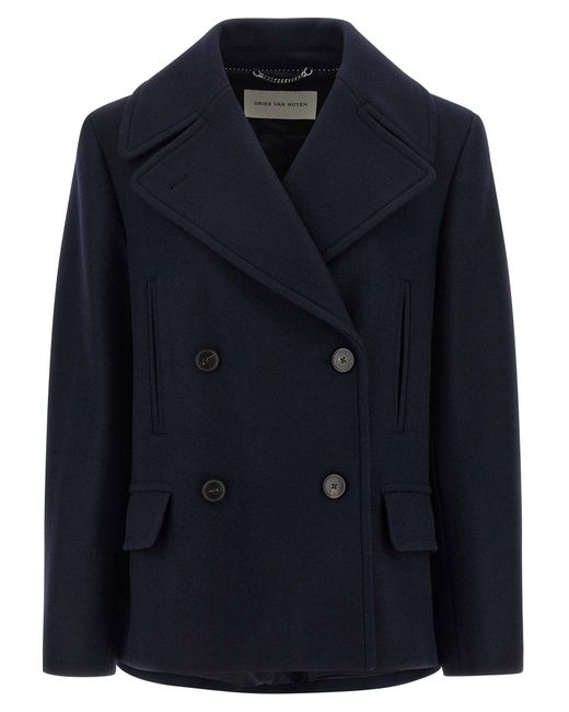Dries Van Noten Droogt Van Noten 'vafel' Jas in het Blue