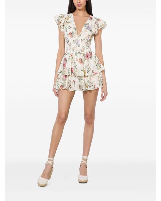 Alice + Olivia Alice + Olivia Kessie Cotton Jumpsuit in het White
