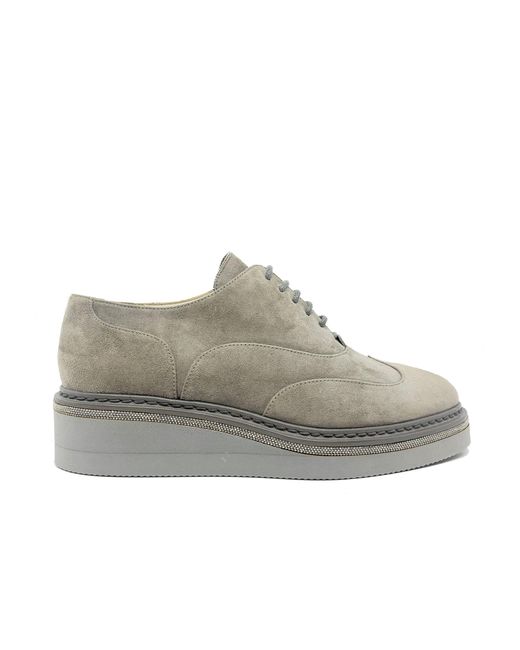 Fabiana Filippi Gray Suede Lace-up Shoes