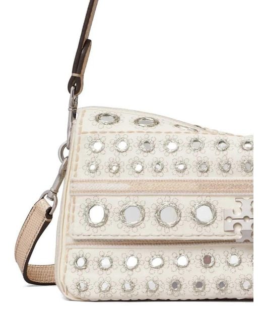 Tory Burch Metallic Small Charlie Embellished Shoulder Bag