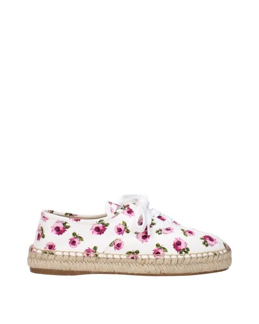 Prada Pink White Fabric Espadrille
