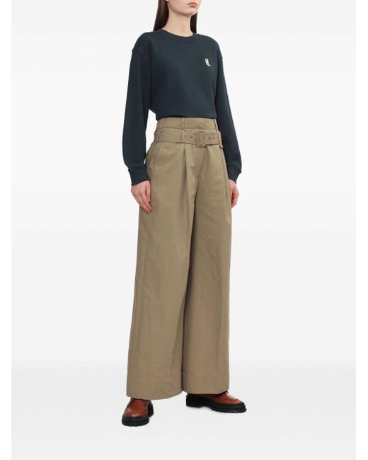 Maison Kitsuné Sweater Met Geborduurde Vos in het Blue