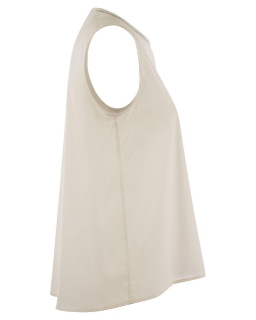 Peserico Stretch Silk Crepe de Chine Top in Natural für Herren