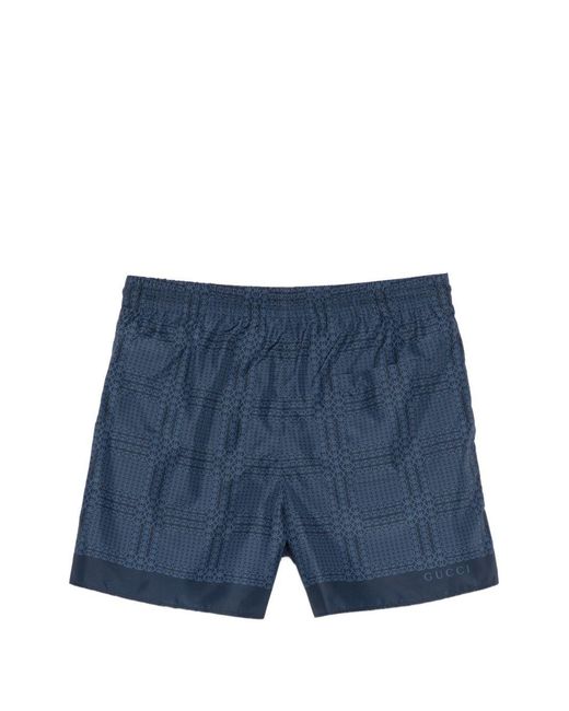 Gucci Blue Printed Swim Shorts for men