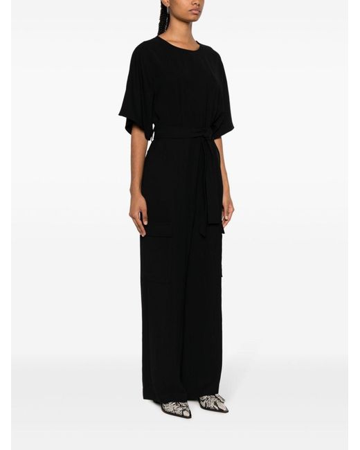 P.A.R.O.S.H. Black Wide-Leg Cargo Jumpsuit