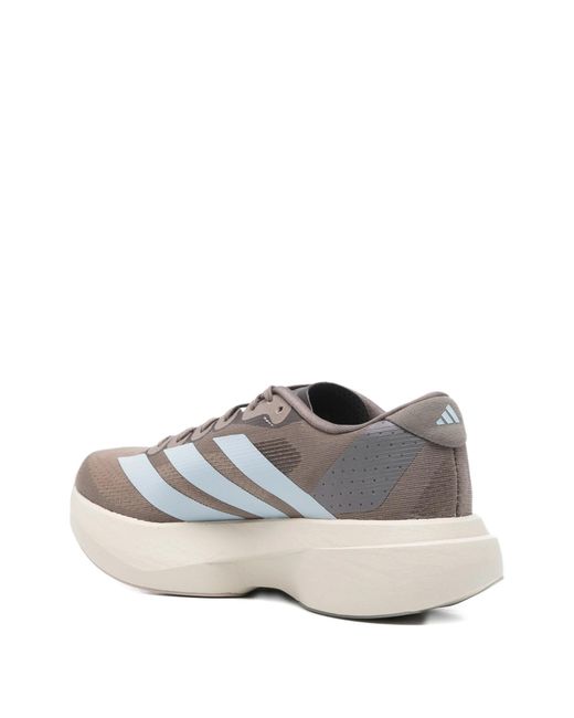 Adidas White Adizero Evo Striped Panelled Sneakers