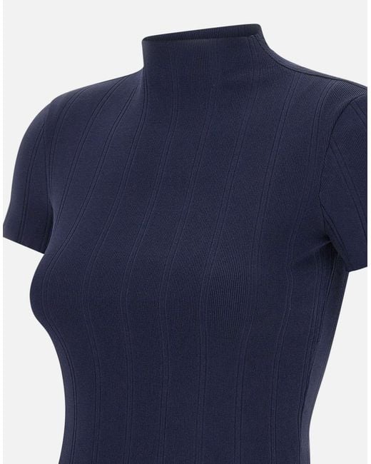 Remain Blijf Blauw Viscose Blend Trui Met Kraag in het Blue