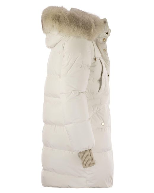 Moorer Gray Talassa STP Long Down Jacke mit Kapuze