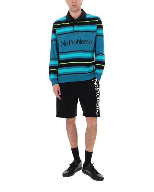 No Problemo Blue Shorts Con Logo